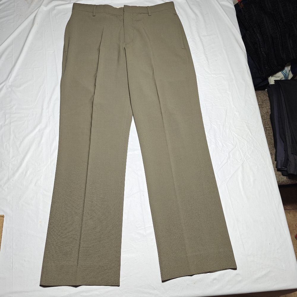 vintage Armani straight , wool / polyester slacks ( grey ) 33 regular
